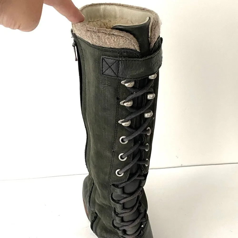 UGG Women’s Smithfield tall suede leather lace-up winter riding boots Sz 7.5